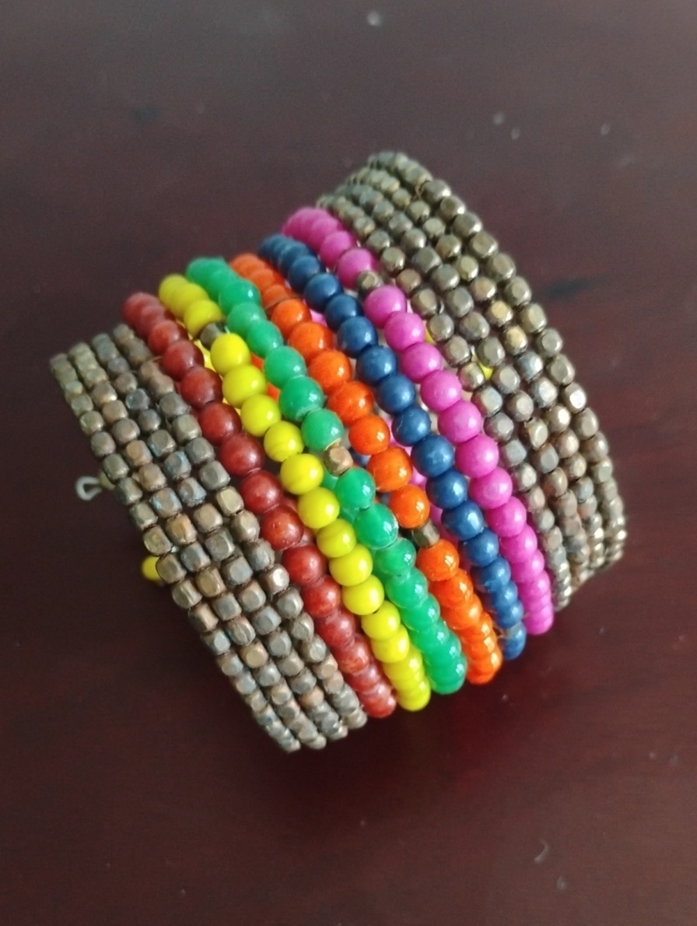 Colorful Beaded Multi-Strand Bracelet - Vibrant Rainbow